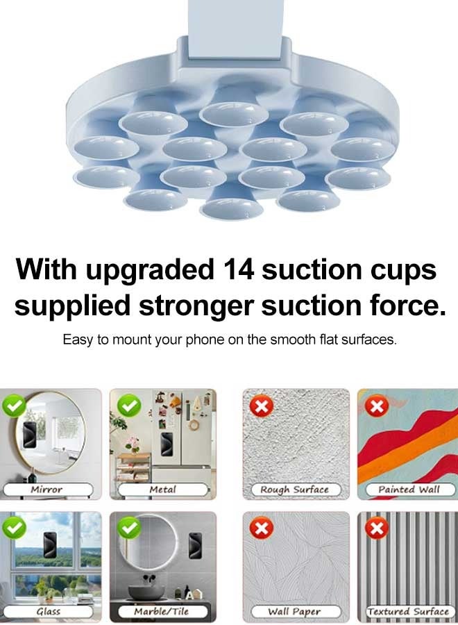 Tersely Silicone Suction Phone Case, Magnetic Suction Cup Phone Mount, Compatible with Magsafe,Sticky Phone Suction Grip for Selfies and Videos, Hands-Free Mirror Shower Phone Stand Holder for iPhone 17/16/15/14/13/12/11 Series,Samsung,Google And Android Phones (Blue) - Image 5