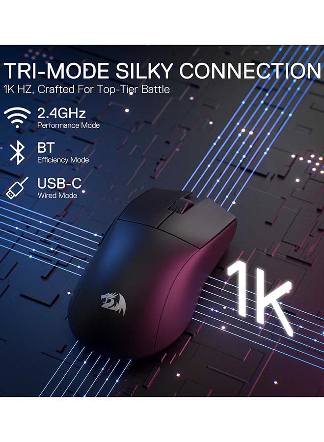 Redragon M916 PRO 3-Mode Wireless Gaming Mouse, 49G Ultra-Light 26K DPI Gamer Mouse w/Ergonomic Natural Grip Build, Full Programmable Buttons, Software Supports DIY Keybinds & DPI - Image 2