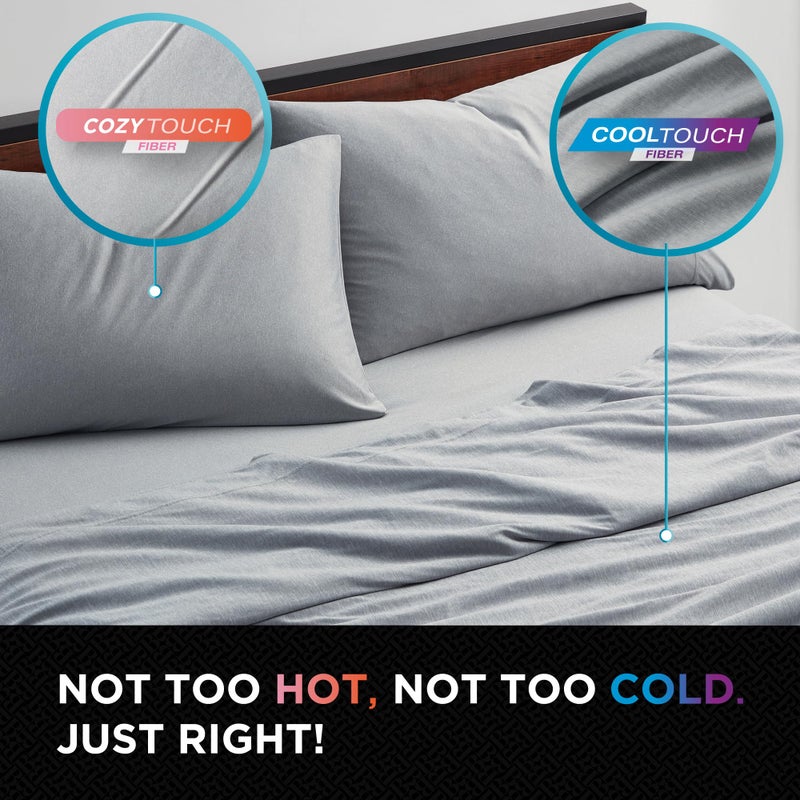 Brookstone Comfort Twin Sheet Set - Innovative Cooling Sheets for Hot Sleepers - Deep Sleep with Temperature Regulation - 3-Piece Set of Soft Flat, Twin Fitted Sheet, & Pillowcase - Gray - Image 3