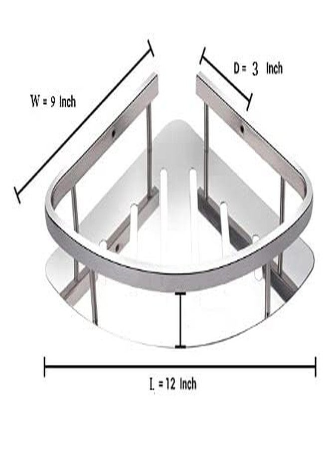 Spazio Stainless Steel Multipurpose Shelf for Kitchen & Bathroom (Bath Accessories) Chrome Finish (Corner), Color- Silver, Set of 1 - Image 2