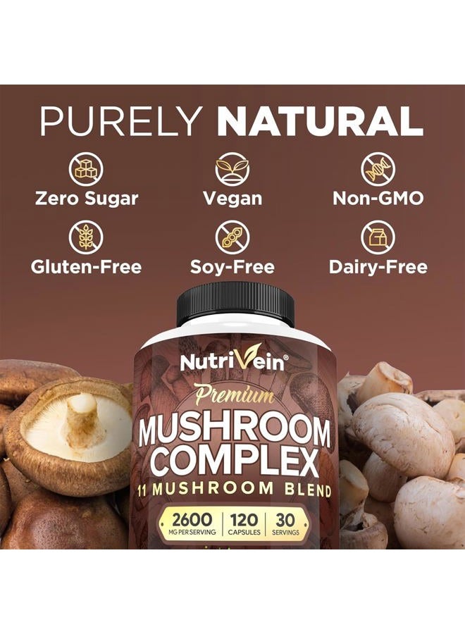 Nutrivein Premium Mushroom Supplement 2600 mg - 120 Capsules - Image 5