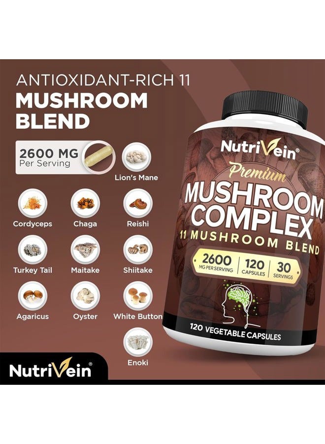 Nutrivein Premium Mushroom Supplement 2600 mg - 120 Capsules - Image 4