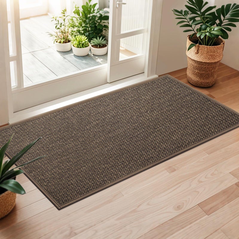 LEKEEPGO Door Mat 24"x47", Non Slip Door Mat Indoor Entrance, Rubber Backing Front Indoor Doormat Washable Absorbent Low-Profile Entryway Entry Resist Dirt Inside Door Mats, Brown - Image 1