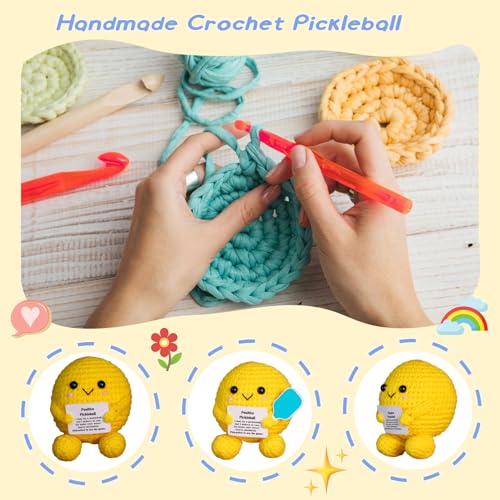 Posshe Pickleball Gifts Crochet Positive Support Pickle Ball Handmade Emotional Cheer Support Funny Gifts for Friend Coworker Birthday Christmas Stocking Stuffer White Elephant Under 10 Dollars - Image 5