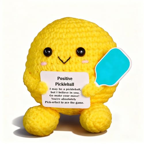 Posshe Pickleball Gifts Crochet Positive Support Pickle Ball Handmade Emotional Cheer Support Funny Gifts for Friend Coworker Birthday Christmas Stocking Stuffer White Elephant Under 10 Dollars - Image 1