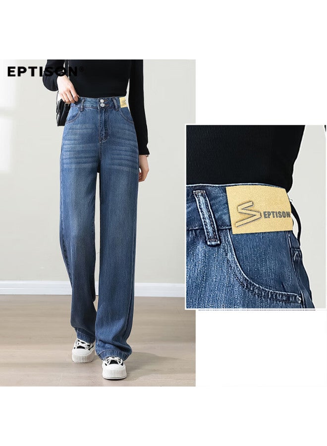 EPTISON Yipintiancheng Tencel Women's Jeans Summer Thin Straight Loose Wide-leg Casual Versatile Pants For Women - Image 5