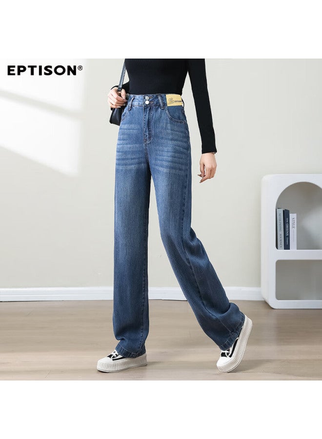 EPTISON Yipintiancheng Tencel Women's Jeans Summer Thin Straight Loose Wide-leg Casual Versatile Pants For Women - Image 3