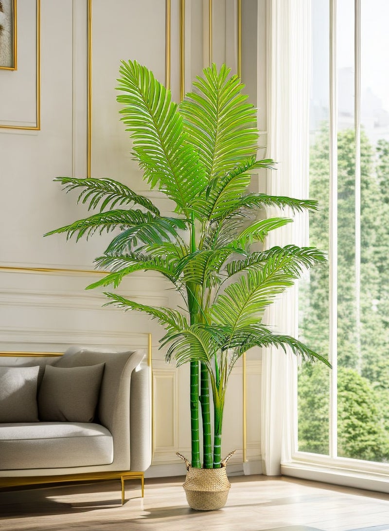 Sinyin Large Artificial Palm Tree Indoor Plant with Pot, Realistic Tropical Areca Palm, Faux Decorative Tree for Living Room, Office, Balcony, Hotel, Home Decoration Green Plant - Image 4