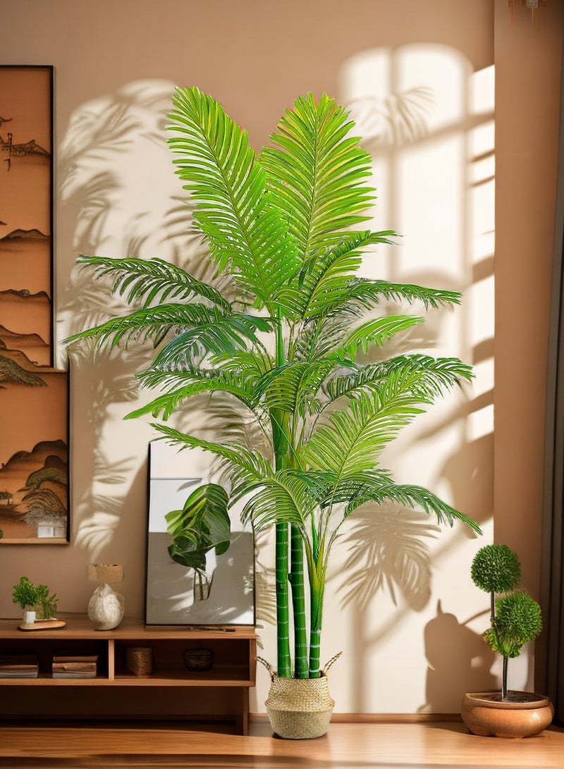 Sinyin Large Artificial Palm Tree Indoor Plant with Pot, Realistic Tropical Areca Palm, Faux Decorative Tree for Living Room, Office, Balcony, Hotel, Home Decoration Green Plant - Image 5