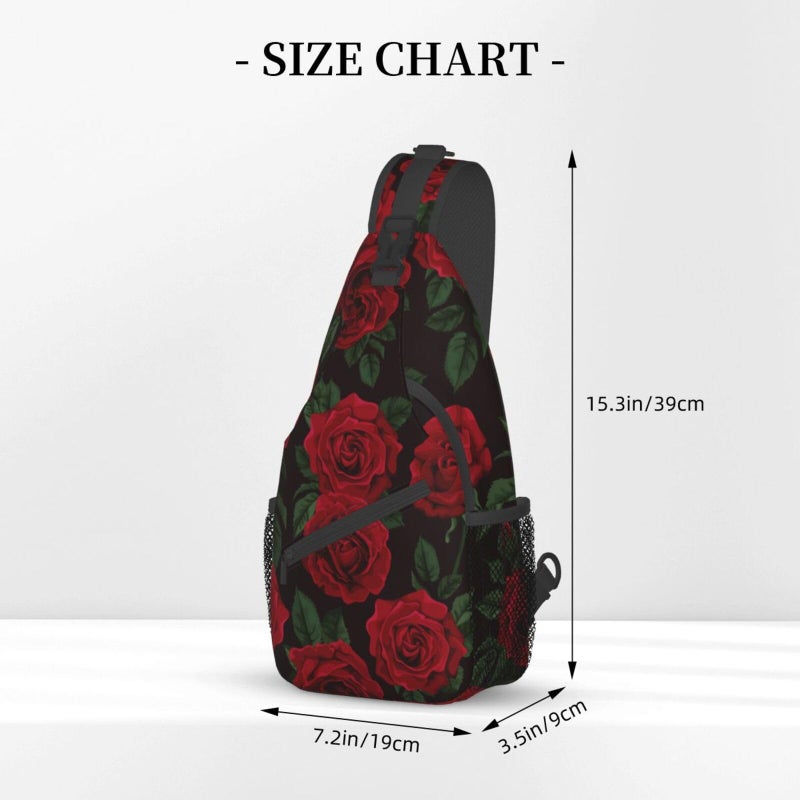 Betyiwling Red Rose Sling Backpack Unisex Crossbody Chest Bag Shoulder Chest Bag For Women Men Hiking Travel - Image 4
