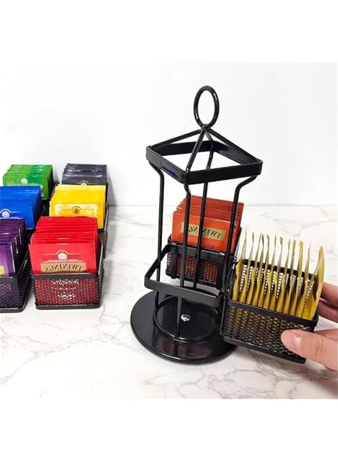 HOOKOR Tea Bag Organizer, Tea Bag Spinning Carousel with 8 Compartments, 360-Degrees Rotating Storage Organizer for Tea and Coffee, Up to 96 Tea Bags Storage - Image 3