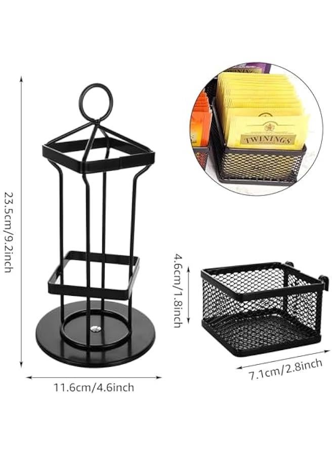 HOOKOR Tea Bag Organizer, Tea Bag Spinning Carousel with 8 Compartments, 360-Degrees Rotating Storage Organizer for Tea and Coffee, Up to 96 Tea Bags Storage - Image 4
