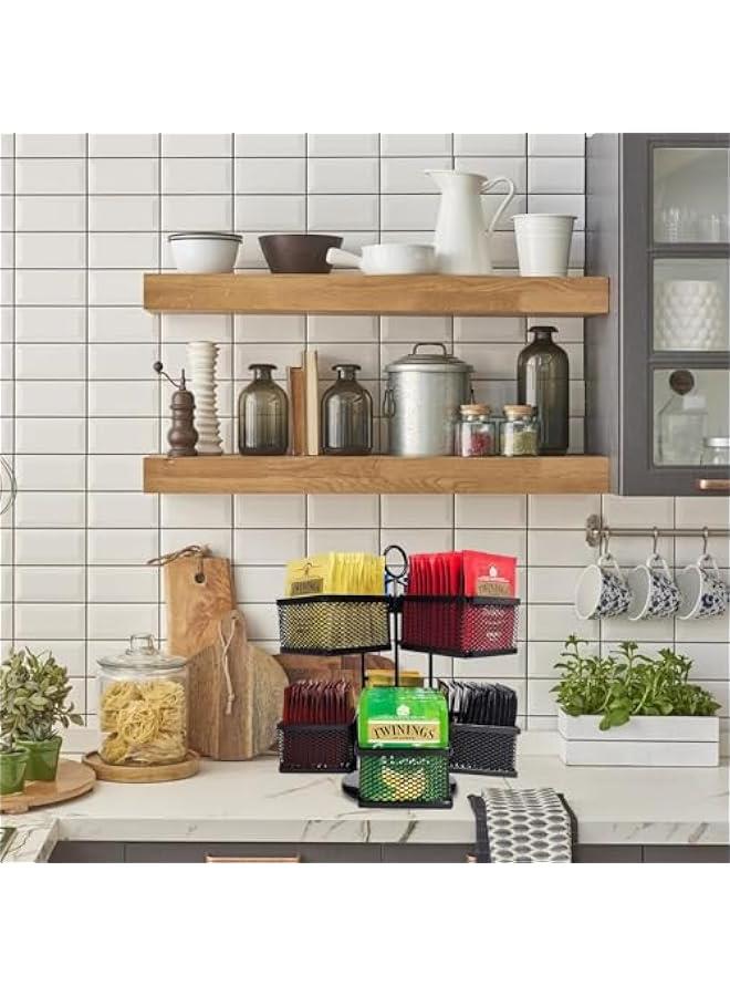 HOOKOR Tea Bag Organizer, Tea Bag Spinning Carousel with 8 Compartments, 360-Degrees Rotating Storage Organizer for Tea and Coffee, Up to 96 Tea Bags Storage - Image 5