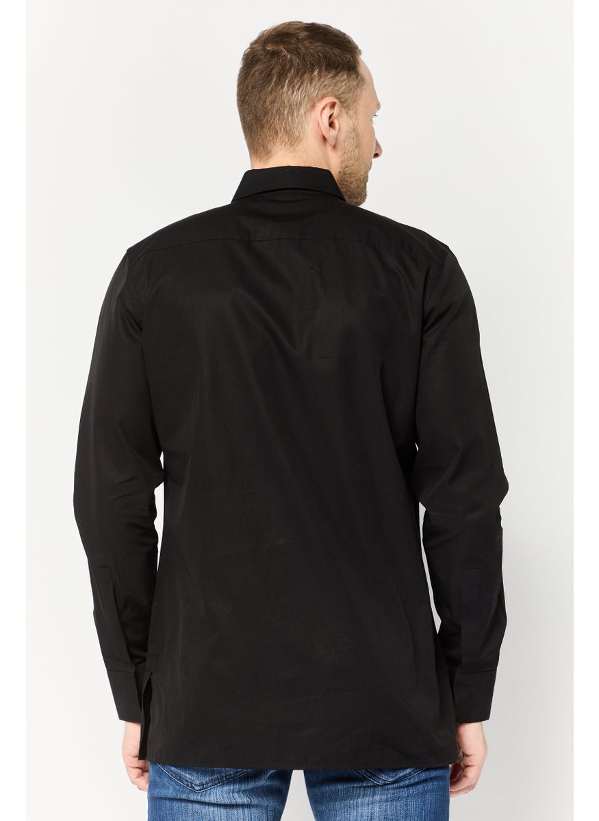 GIVENCHY Men Contemporary Fit Patch Logo Long Sleeve Casual Shirt, Black  - Image 4