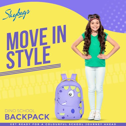 Skybags Dino 01 School Backpack Purple - Image 2