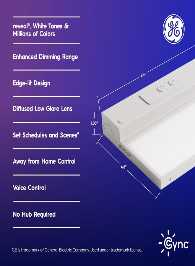 Cync GE Cync Reveal HD+ Smart Undercabinet Light Fixture, Color Changing Undercab Light, Smart Wi-Fi Kitchen Light, Works with Alexa and Google Home, 12-in Bar - Image 2