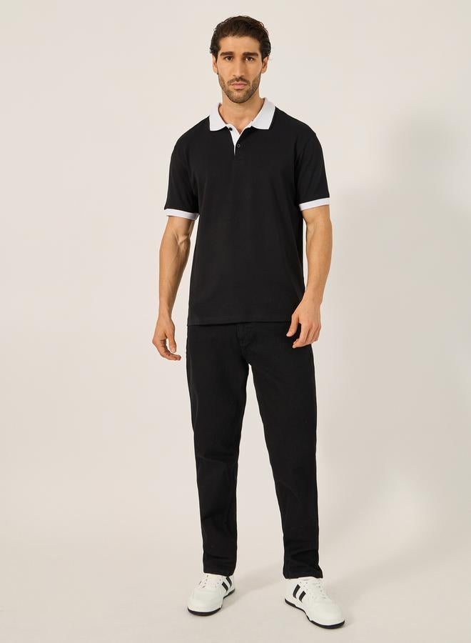 Styli Contrast Tipped Relaxed Fit Polo T-Shirt  - Image 2
