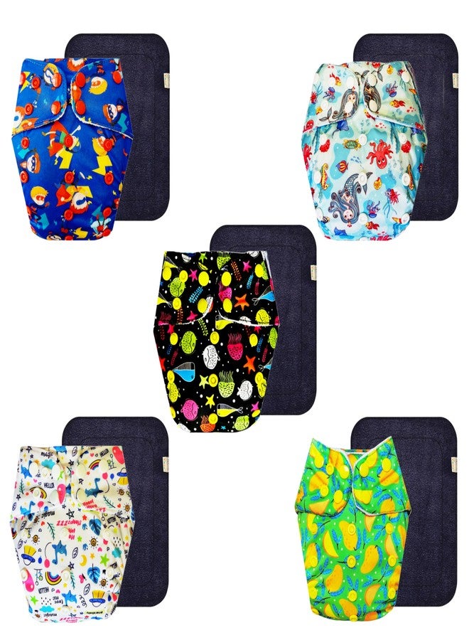 حفاضات دمبلدو القماشية الممتازة مع حشوة سوداء (عبوة من 5) | شعور بالجفاف والراحة | وسادة ماصة من 6 طبقات | سهلة التنظيف | موثوق بها من قبل الأمهات | من 3 أشهر إلى 3 سنوات | للجنسين - Image 1
