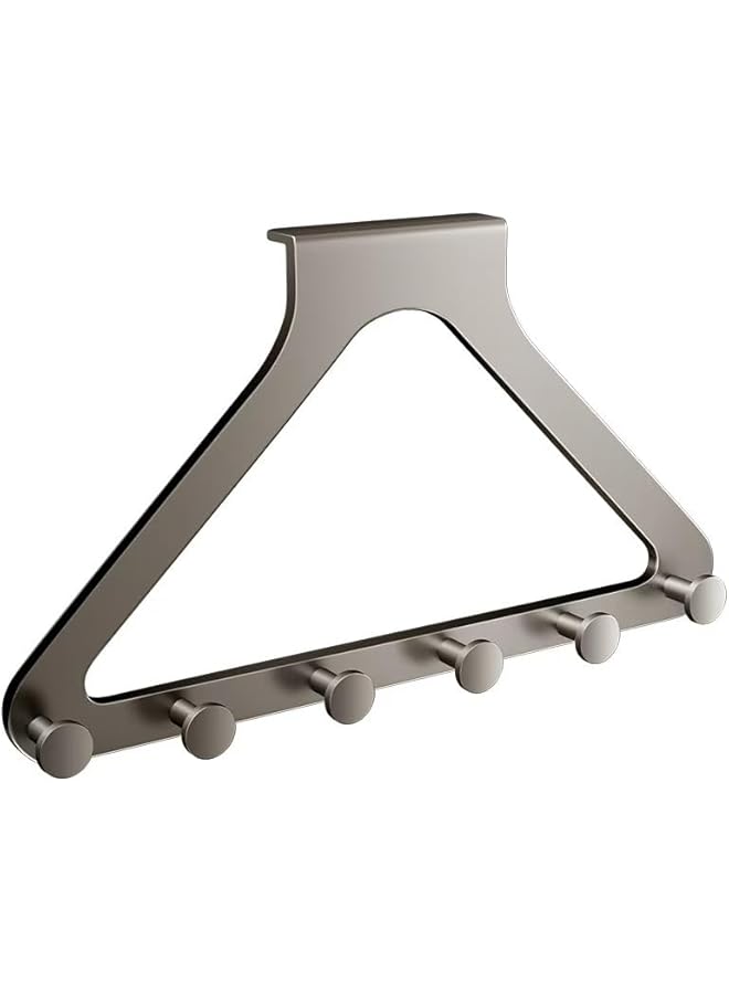 PROMASS Grey Over The Door Hook Rack - Self Adhesive - 6 Organizer Hooks for Towels, Jacket, Coats, Clothes, Stylish Smart Over Door Hanger for Home or Office Use - Image 2
