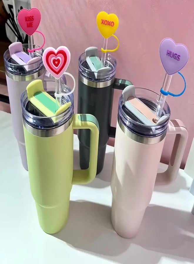 ٦ أغطية ماصة لأكواب ستانلي، أغطية سيليكون على شكل قلوب وردية وحمراء وبنفسجية، أغطية ماصة ملونة لأكواب ستانلي، مقاس ١٠ مم، إكسسوارات ماصة للشرب في عيد الحب - Image 4