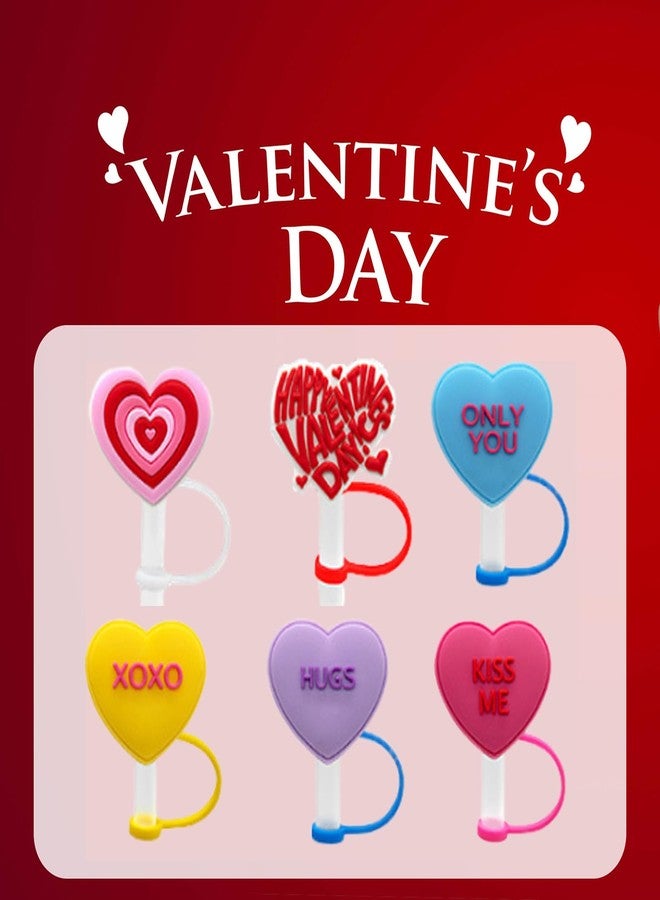 ٦ أغطية ماصة لأكواب ستانلي، أغطية سيليكون على شكل قلوب وردية وحمراء وبنفسجية، أغطية ماصة ملونة لأكواب ستانلي، مقاس ١٠ مم، إكسسوارات ماصة للشرب في عيد الحب - Image 5