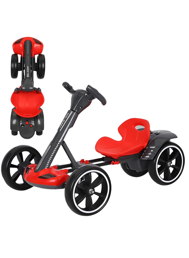 فيتنس ورلد سيارة أطفال كهربائية قابلة للطي مع ريموت تحكم عن بعد و بطاريتين 6V بقوة 390 واط، سيارة ركوب للاطفال بدعاسة مزودة بمدخل USB و بلوتوث و موسيقى و اضاءة مع مقعد قابل للتعديل - Image 1