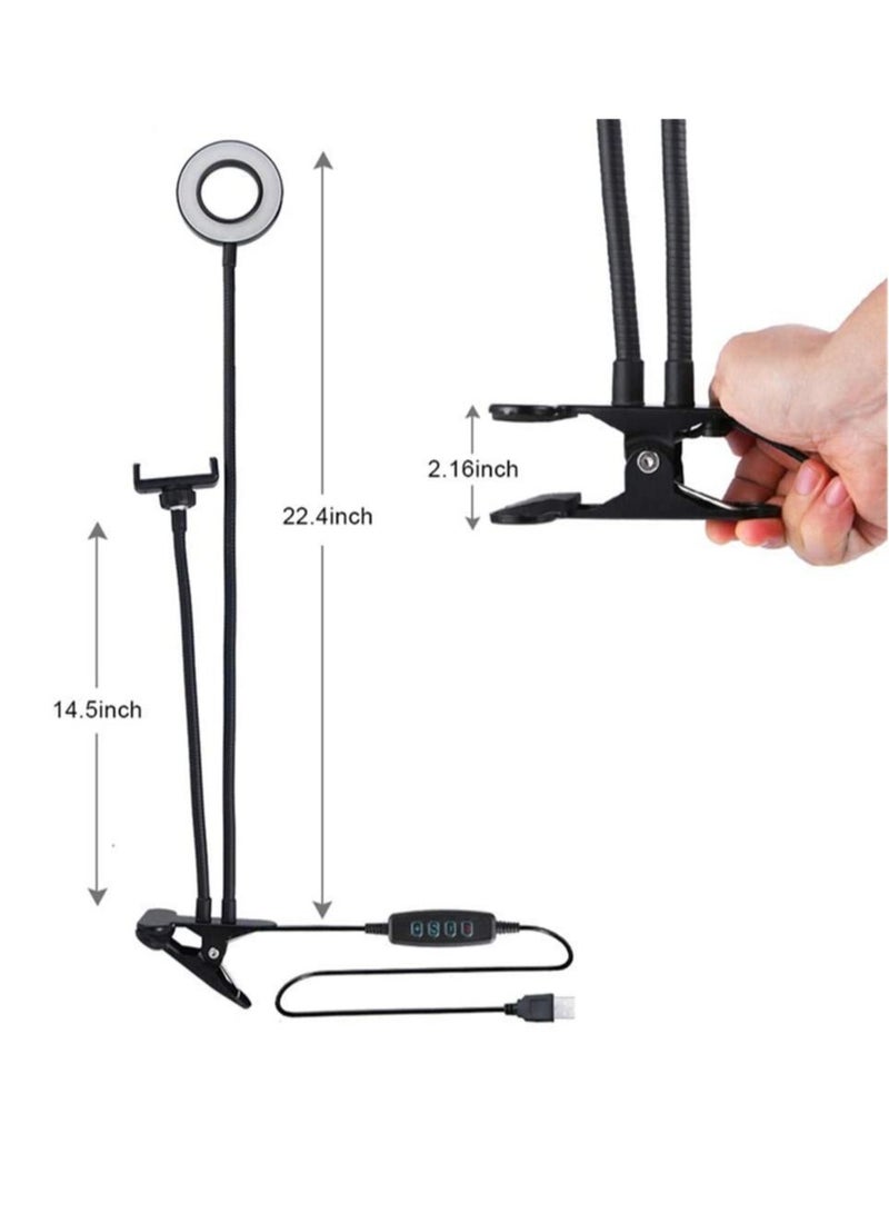 LEDIN Phone Holder With Selfie Ring Light Fill Flash Light Black Selfie Light Ring for Live Stream YouTube Video Makeup Photography Lighting - Image 4