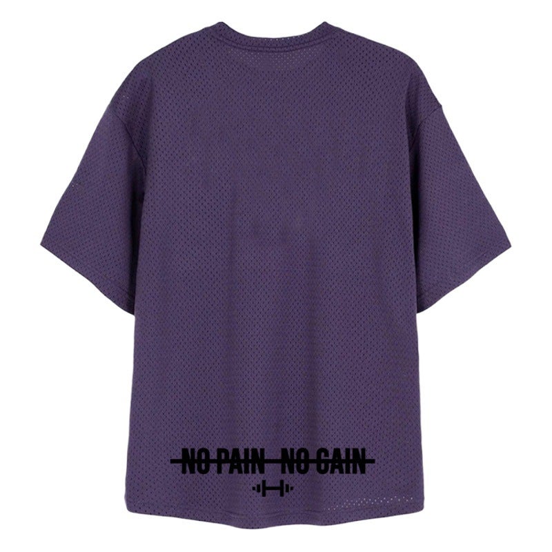 Men''s plus size oversized short sleeve gym mesh breathable training T-shirt Summer Sports heavy weight - Image 2