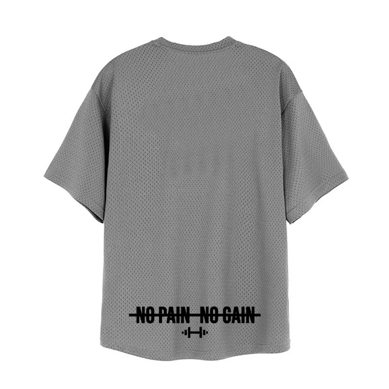 Men''s plus size oversized short sleeve gym mesh breathable training T-shirt Summer Sports heavy weight - Image 1