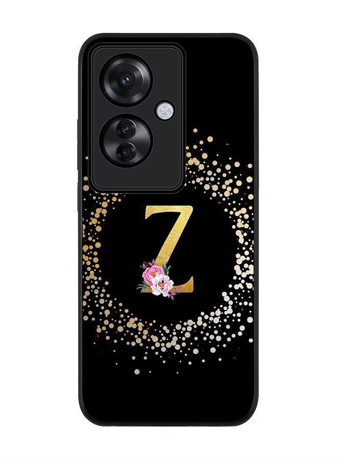 Stylizedd Rugged Black edge case for Oppo Reno11 F / Oppo F25 Pro 5G, Slim fit Soft Cover - Custom Monogram Initial Letter Floral Pattern Alphabet - Z ( Black) - Image 1