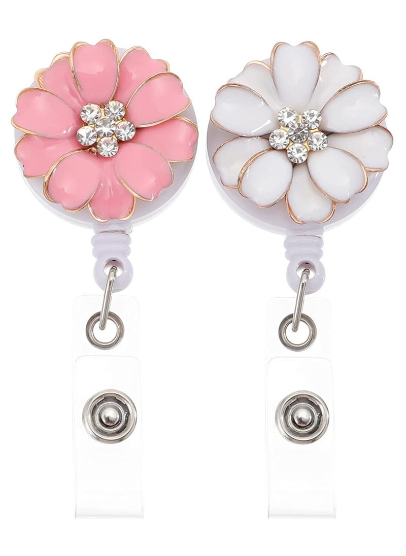 Excefore Retractable Badge Holder, 2 Pcs Badge Reel Badge Holder Retractable Reel Holder Id Badge Holder Clip ID Name Badge Holder Reel Clip On Card Holders For Office Workers Nurse Doctors Teachers  - Image 1