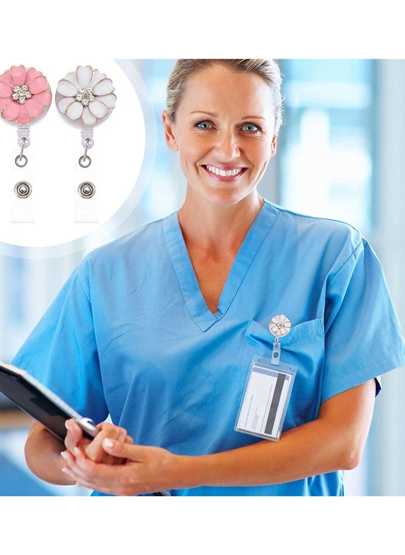 Excefore Retractable Badge Holder, 2 Pcs Badge Reel Badge Holder Retractable Reel Holder Id Badge Holder Clip ID Name Badge Holder Reel Clip On Card Holders For Office Workers Nurse Doctors Teachers  - Image 3