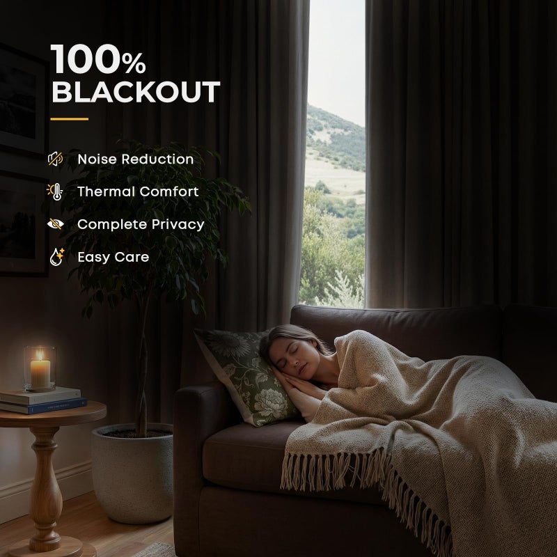 INOVADAY Pinch Pleated Curtains Blackout 90 Inches Long - Linen Blackout Curtains for Living Room Bedroom 2 Panels Set, Luxury Thermal Insulated Drapes for Dining Room, 40" Wx90 L, Natural - Image 2