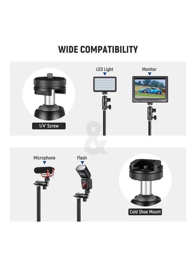 Neewer NEEWER 2 Pack Light Stand Mount Adapter with Cold Shoe, 1/4" Screw Mini Ball Head, Reversible Mount Plate for Camera Monitor Ring Light, Fits Flat Head Light Stand/Boom arm/C Stand, Max Load 22lb/10kg  - Image 3