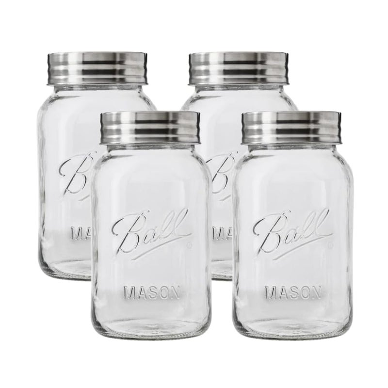Ball Regular Mouth Glass Mason Jars with Lids and Bands Used for Canning Quart 32 Ounce Pack of 4