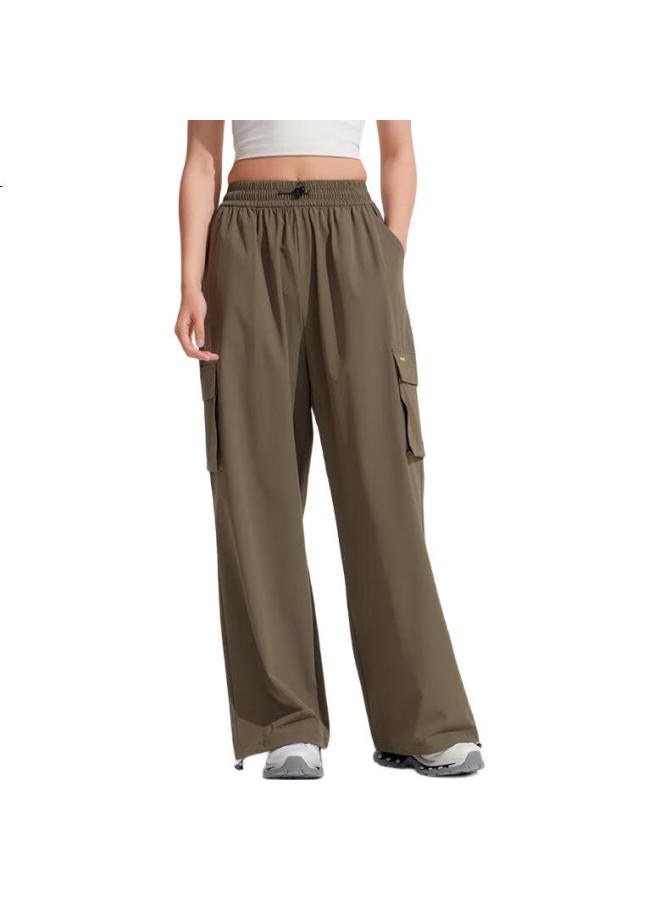 VVC بنطلون كاجوال نسائي من Vvc - بنطلون عمل واقي من الشمس لفصل الربيع/الصيف، واسع الساق، مزدوج الاستخدام، سريع الجفاف، شعور بارد، لون زيتوني، مقاس M - Image 1