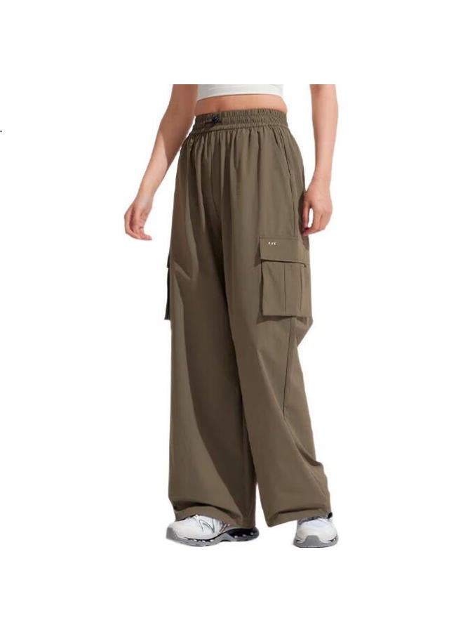 VVC بنطلون كاجوال نسائي من Vvc - بنطلون عمل واقي من الشمس لفصل الربيع/الصيف، واسع الساق، مزدوج الاستخدام، سريع الجفاف، شعور بارد، لون زيتوني، مقاس M - Image 3