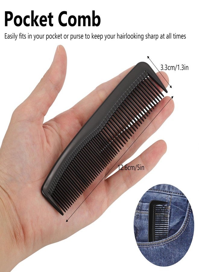 BTYMS 24 Pcs Plastic Hair Combs Pocket Sized- 5" Black Mens Comb with Fine and Wide Tooth Comb for Hair, Beard, and Mustache Styling - Image 2