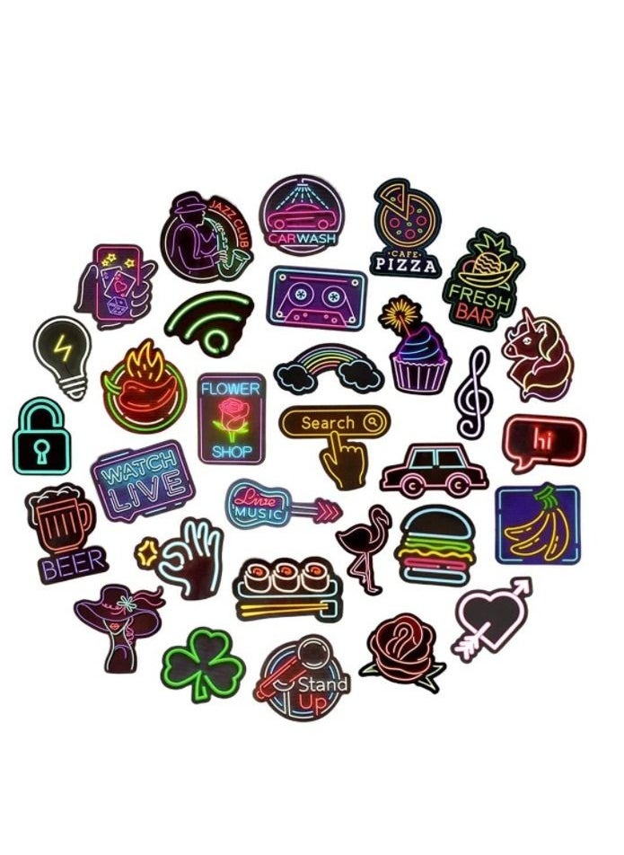 Grab Mantra - Waterproof Vinyl Stickers Neon style for Laptop Water Bottles Party Supplies 50 Pieces - Image 1