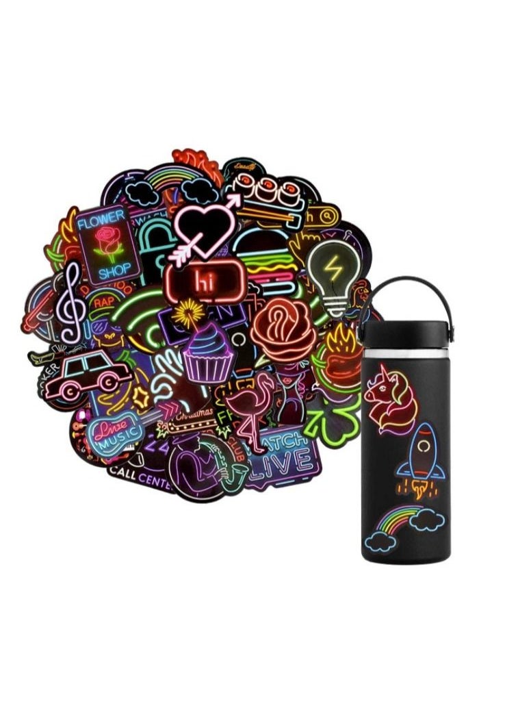 Grab Mantra - Waterproof Vinyl Stickers Neon style for Laptop Water Bottles Party Supplies 50 Pieces - Image 1