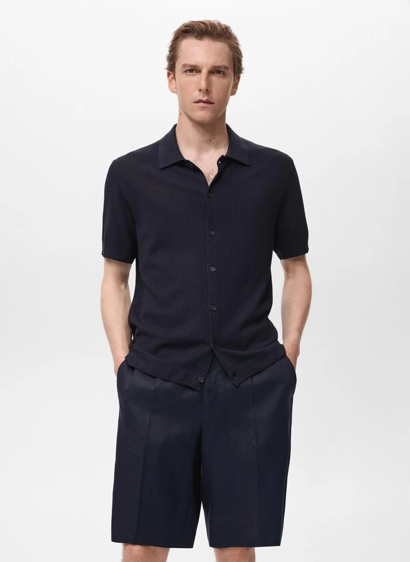 Mango Man Rib-knit shirt