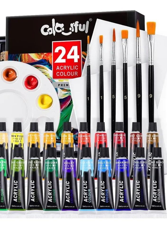 Generic - Acrylic Paint Set 24 Colors With Brush And Accessories - Image 1