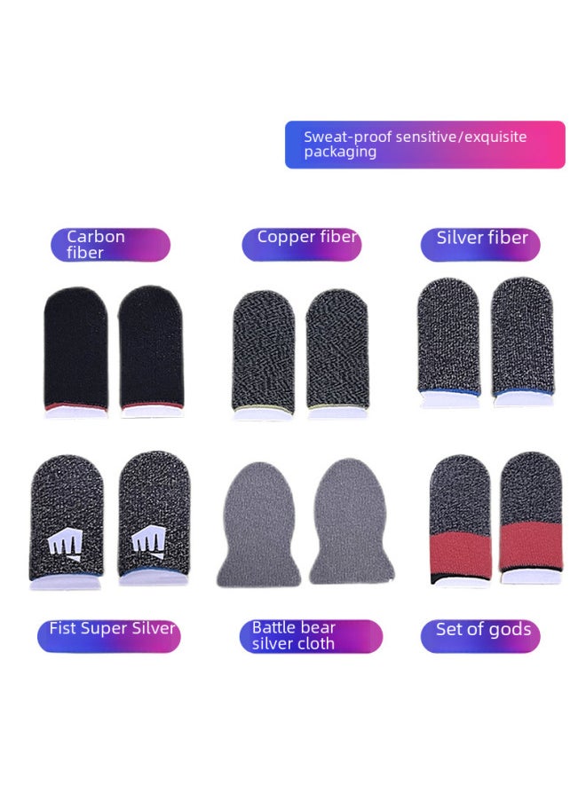 Generic War Bear Game Finger Cover 24-pin Silver Fiber Hand Travel Finger Cover Game Gloves Ultra-thin Anti-sweat Walking Anti-slip E-sports Style-Product Color:Pair Of Copper Fiber Fingertips  - Image 3