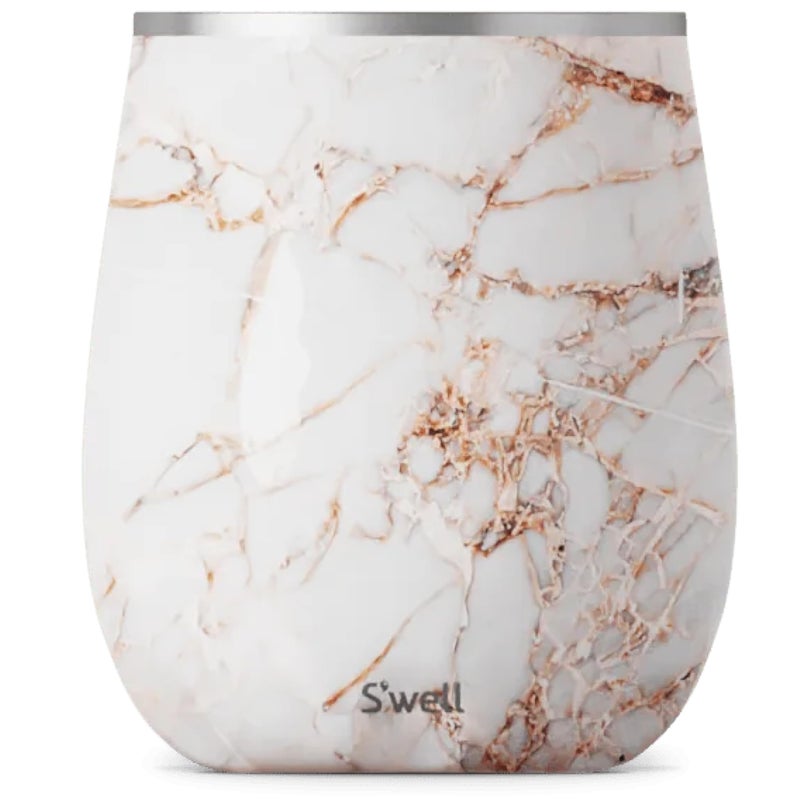 Swell Stainless Steel Wine Tumbler 9oz Calacatta Gold Triple Layered Vacuum Insulated Container Keeps Drinks Colder for Longer BPA Free Barware