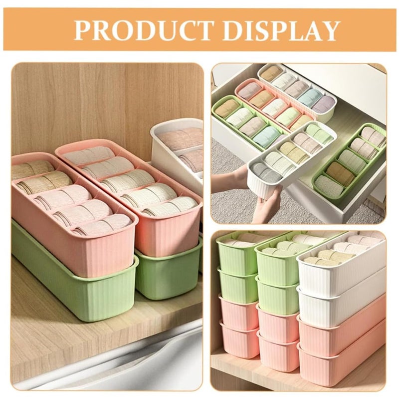 KRYLAR 4 قطع صناديق تخزين الجوارب والملابس الداخلية، منظم الملابس ذو الأقسام المنزلية، فواصل القماش للملابس الداخلية، الجوارب، الصدريات - حل تخزين موفر للمساحة - لتنظيم المنزل (متعدد الألوان) - Image 2