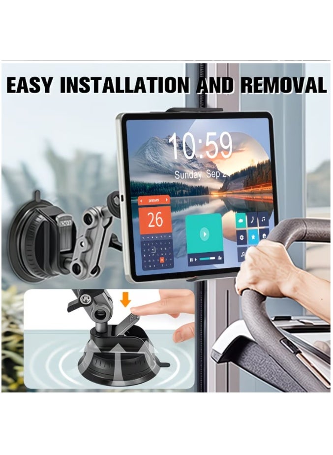 Ainawo Tablet Mount for Truck, Car Tablet Holder Heavy Duty Super Suction Cup/Adhesive Base iPad Stand for Dash Windshield Wall Vehicle Desk, 360° Metal Bracket for 4.7-12.9" iPad Pro/Air/Mini/Galaxy - Image 4