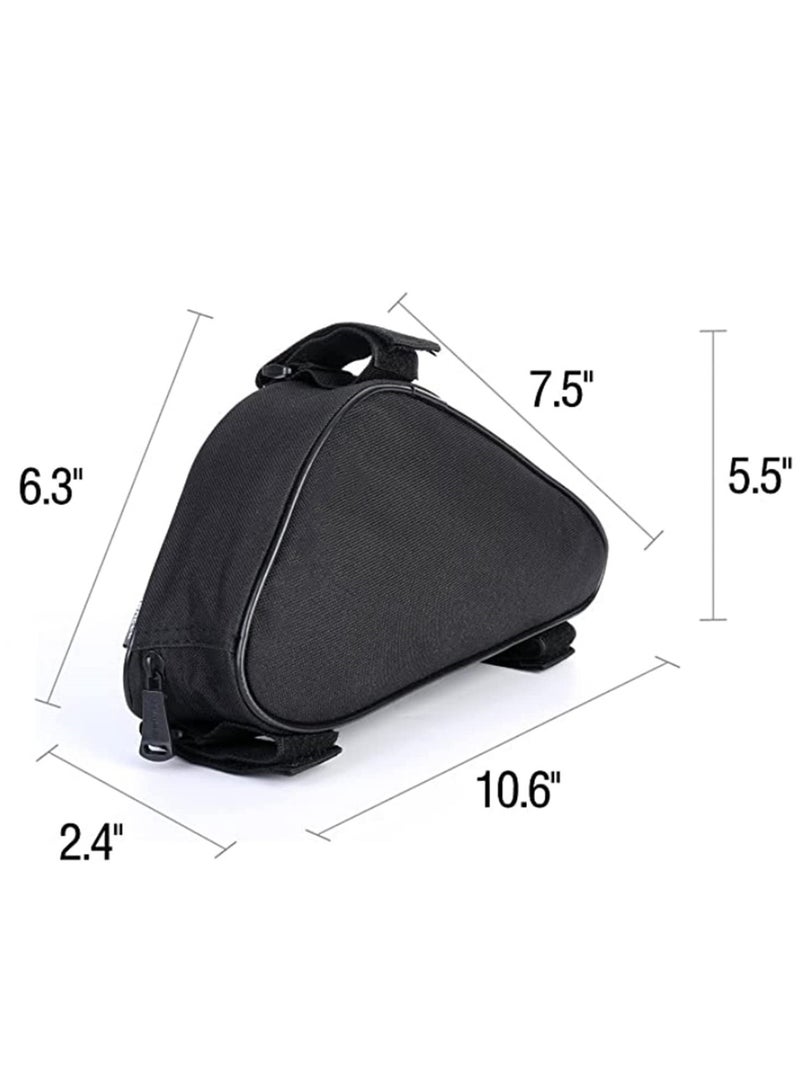 حقيبة إطار الدراجة المثلثة، حقيبة تخزين دراجة هوائية، جراب أنبوب علوي، حقيبة سرج أمامية للطرق والجبال، بأشرطة فيلكرو قابلة للتعديل، مصنوعة من اليستر المقاوم للماء، تحتوي على جيب بسحاب لهاتف ومحفظ - Image 2