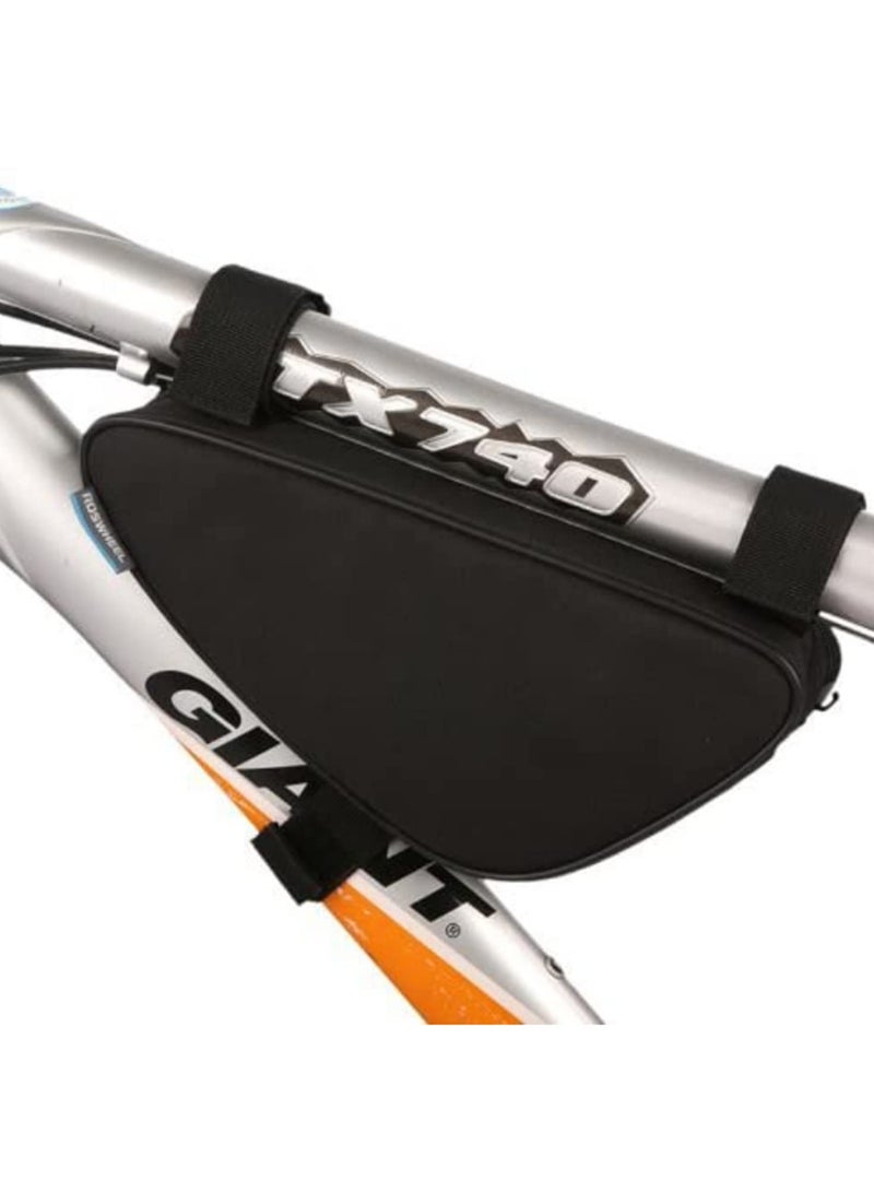 حقيبة إطار الدراجة المثلثة، حقيبة تخزين دراجة هوائية، جراب أنبوب علوي، حقيبة سرج أمامية للطرق والجبال، بأشرطة فيلكرو قابلة للتعديل، مصنوعة من اليستر المقاوم للماء، تحتوي على جيب بسحاب لهاتف ومحفظ - Image 5