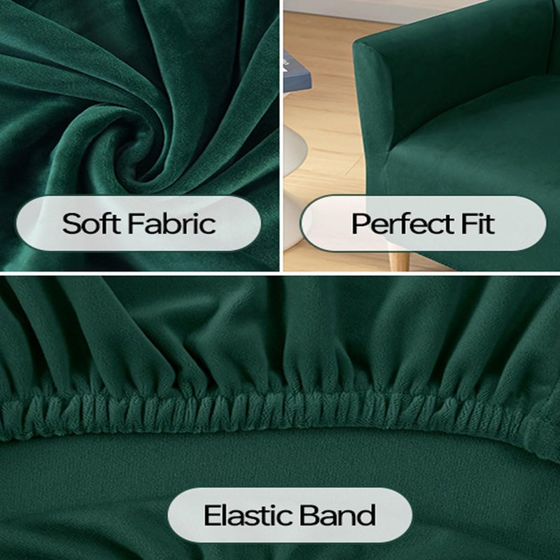 SONNACH Stretch Chair Covers with Arms 1-Piece Banquet Armchair Slipcover Velvet Mid Century Modern Armchair Slipcover Anti-Slip Furniture Protector for Living Room Friendly for Kids Pets (Kelly) - Image 5