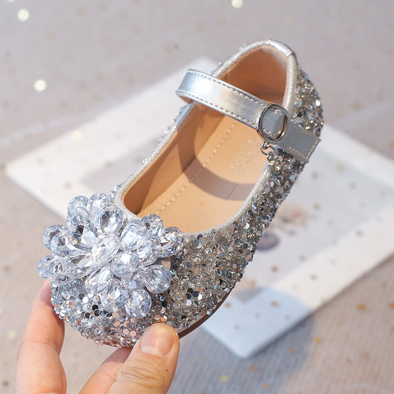 Girls'' Princess Shoes, Crystal Shoes, Shiny Rhinestone Single Shoes, Baby Girl''s Small Leather Shoes, Kidsren''s Shoes, Kidsren''s Velcro Shoes - Image 5